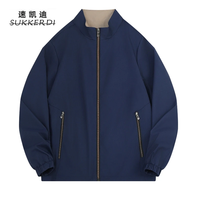 2025春季夹克立领中年男士休闲商务外套男行政夹克衫薄款立领外套