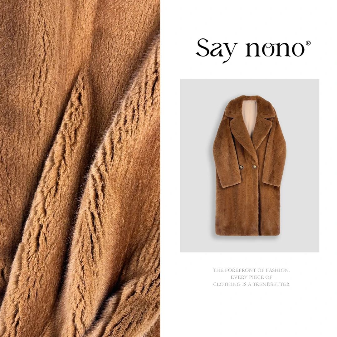 懒猫nono│Saynono 进口水貂长款大泰迪水貂翻领皮草外套 SD9948