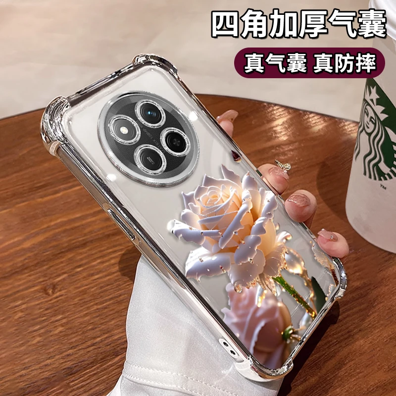 适用于华为荣耀x60pro水晶玫瑰电镀防摔壳创意女手机壳保护套