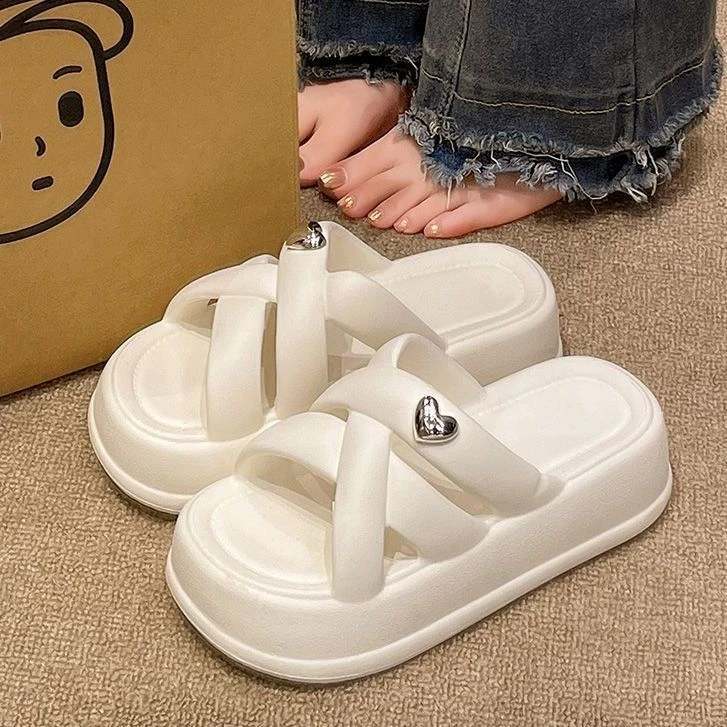 EVA厚拖鞋女2025夏季新款爱心小众高级感外穿防滑增高厚底凉拖鞋