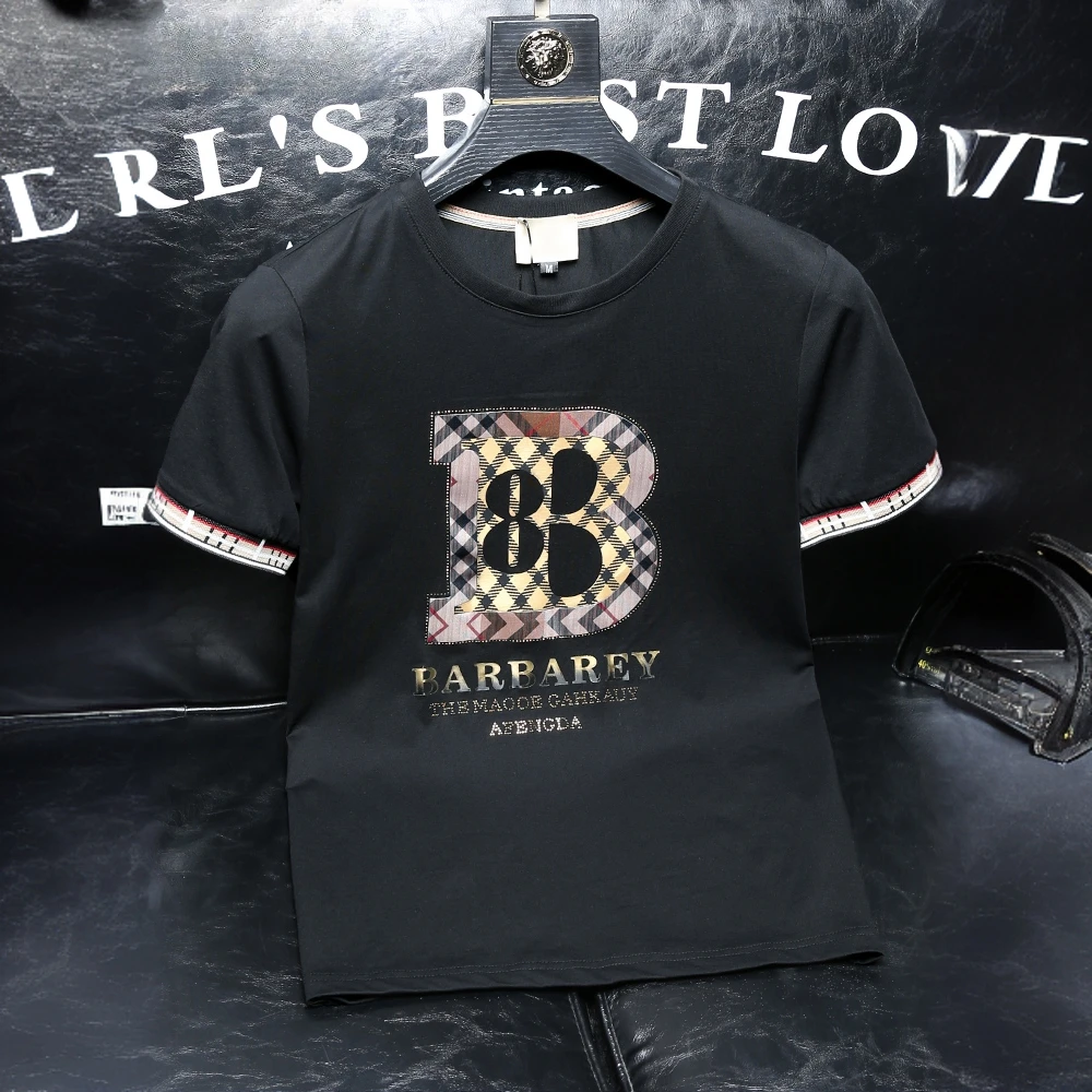 NENMIHONCHE/内米霍切字母印花短袖男士夏季潮流修身冰丝时尚T恤