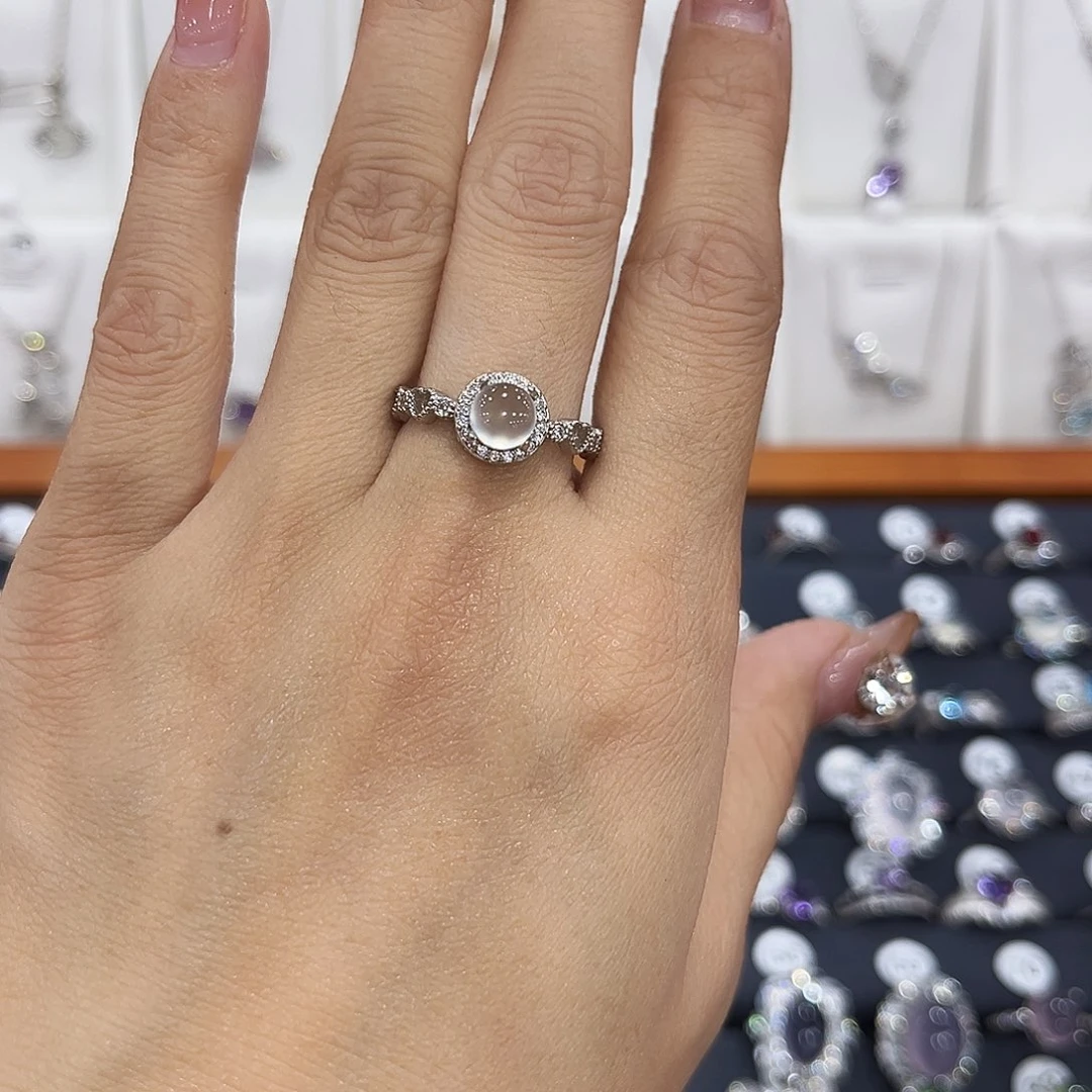 蛇纹石玉银S925镶嵌戒指