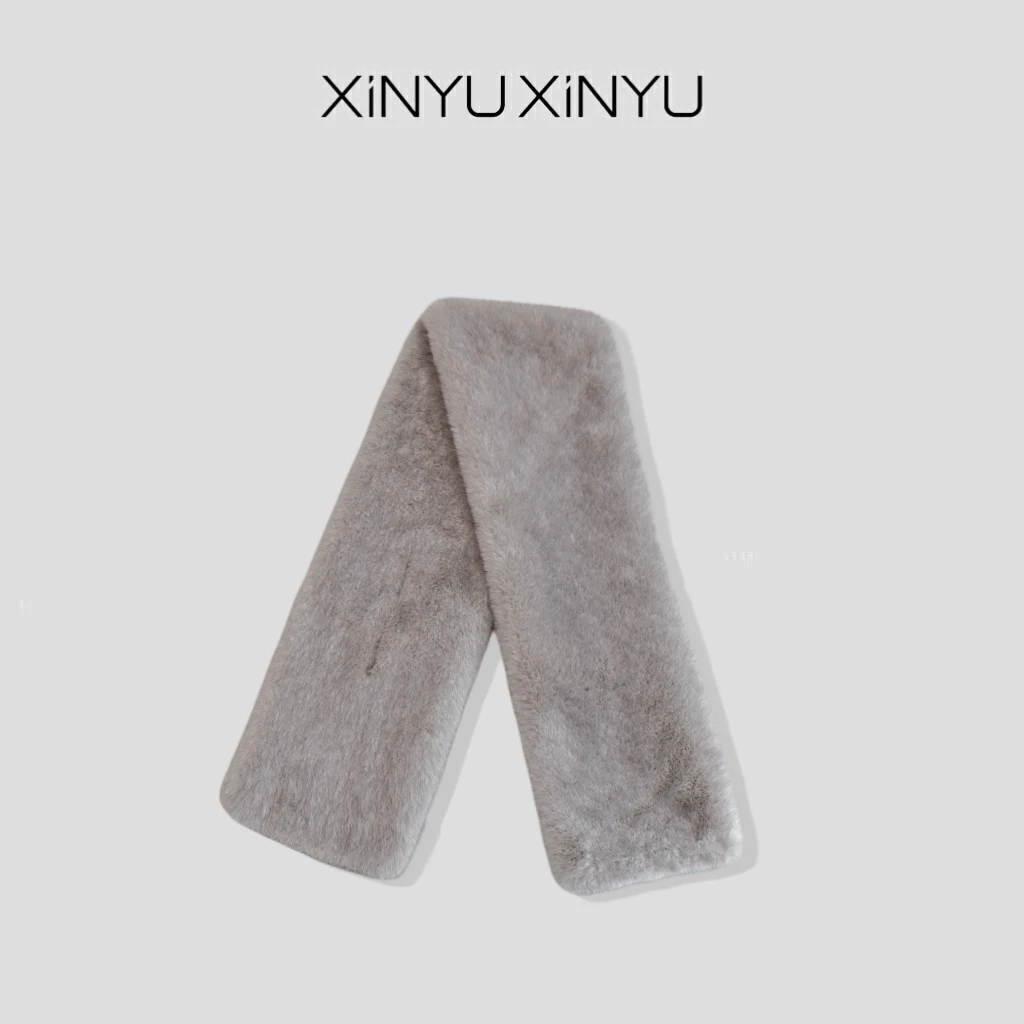 XINYU/芯与定染灰 环保毛毛滑糯蓬松感围脖 WJ407 毛绒 保暖 柔软