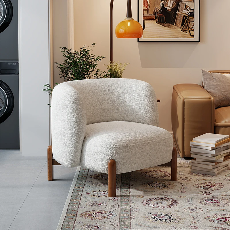 简约沙发椅休闲卧室客厅中古单人沙发意式轻奢阳台靠背高颜值椅子