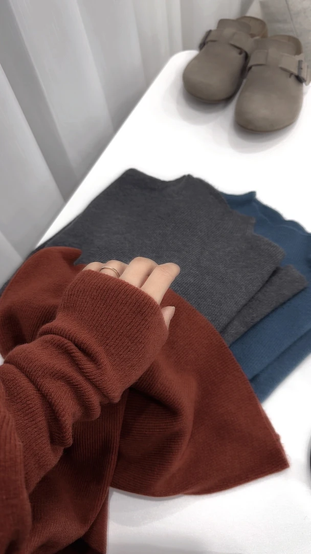 小朵家 【半领打底】好品质软糯12针半领羊毛厚款打底衫001