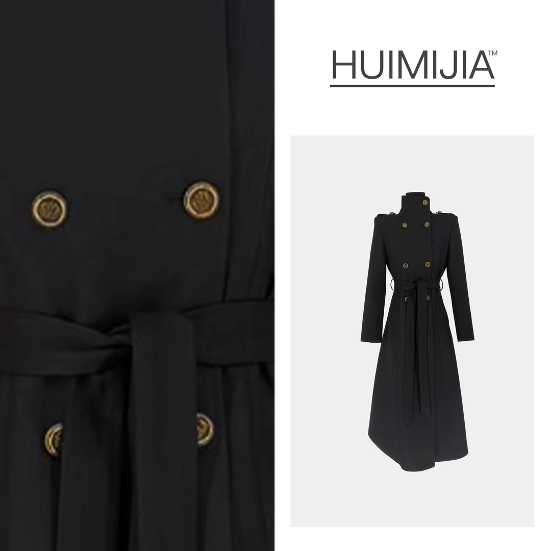 【冬季新款】轻奢高级感双排扣系带加棉长袖长款大衣【Q25949】