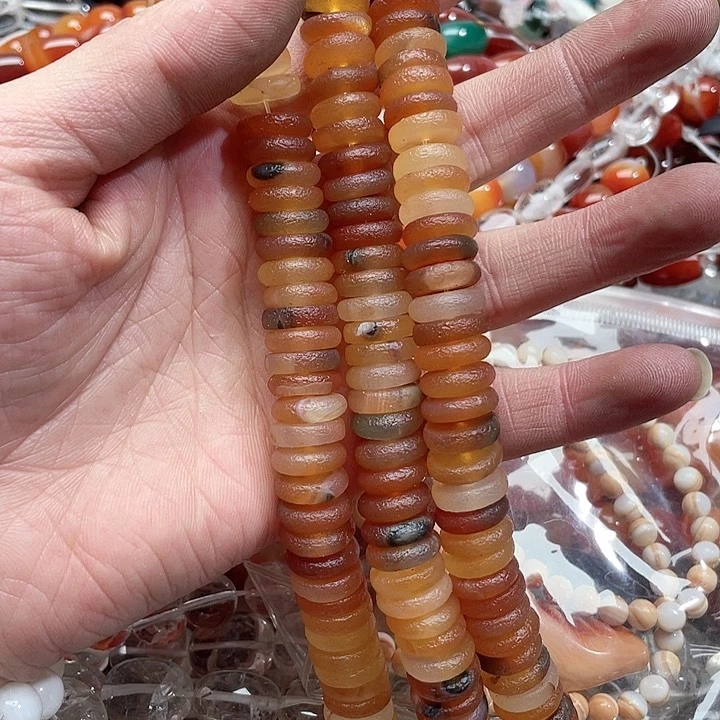 玛瑙/玉髓珠宝半成品未镶嵌一条14mm橘皮玛瑙隔片