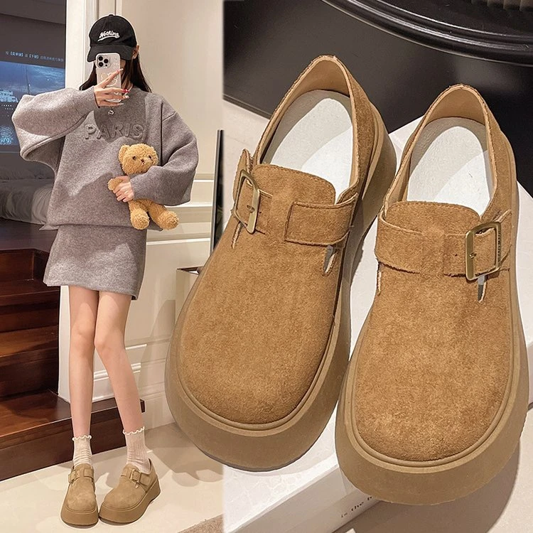 2025春季新款厚底单鞋小个子小香风时尚百搭显高增高勃肯鞋女鞋