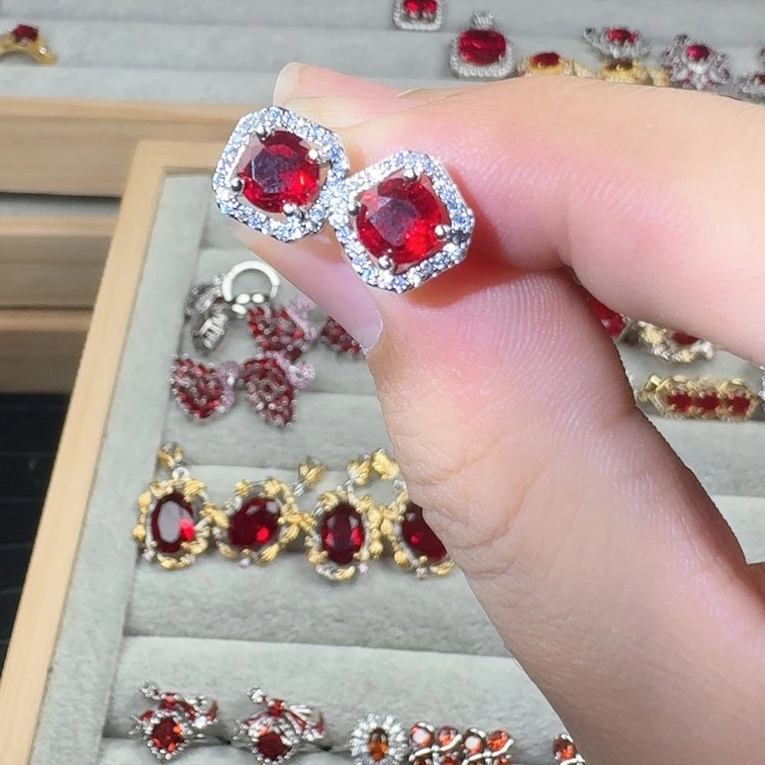 芙蓉石戒指银S925镶嵌