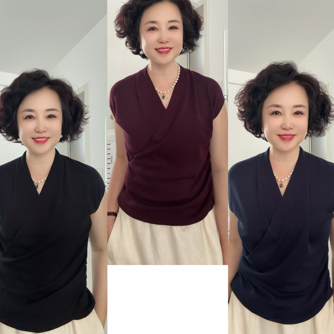 女神款包袖莱赛尔棉针织上衣 遮掩肚子气质百搭