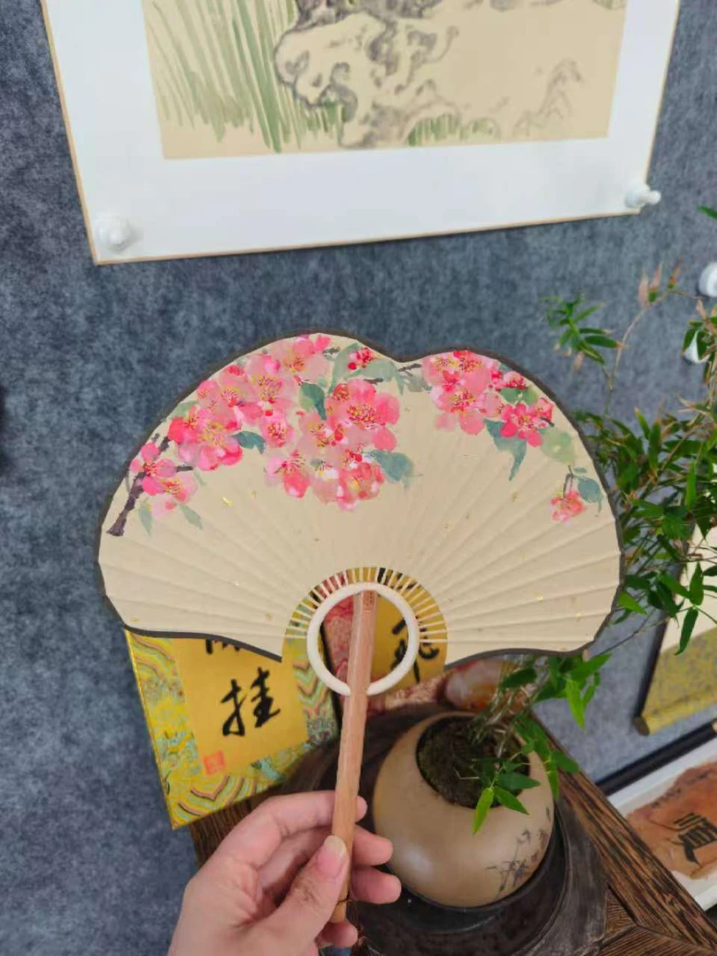 艺脉相传《写意画》手写妙语国风折扇宣纸竹制雕花序号X0617-5
