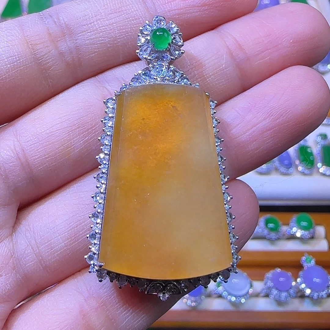 翡翠18K金镶嵌吊坠(不含链)