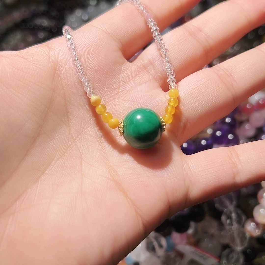 水晶手链未镶嵌孔雀石路路通锁骨链