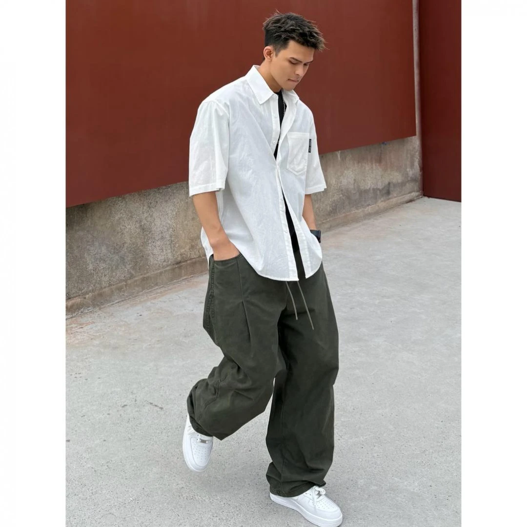 【Mark马克】秋季立体宽松直筒百搭简约工装美式男生弯刀裤休闲裤