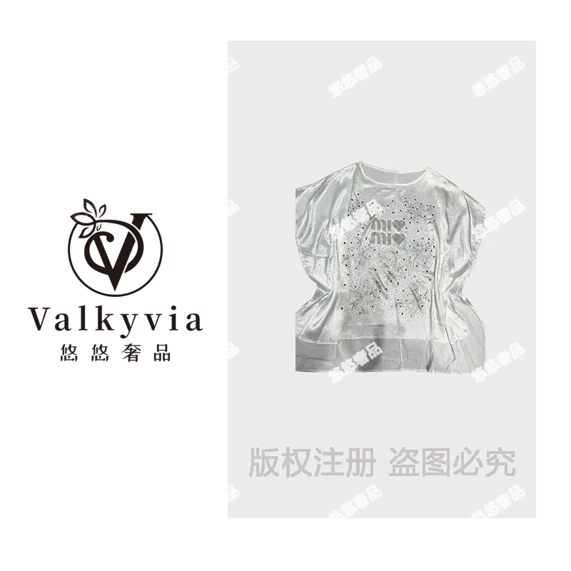 Valkyvia/悠悠奢品 M家醋酸重工蝙蝠袖T恤 轻奢M25701M