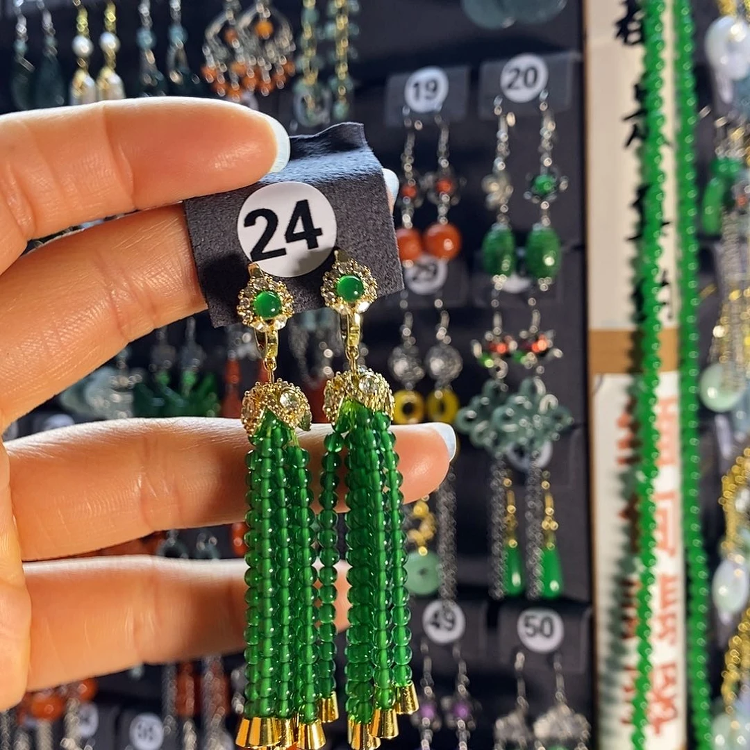 银S925镶嵌翡翠耳饰24