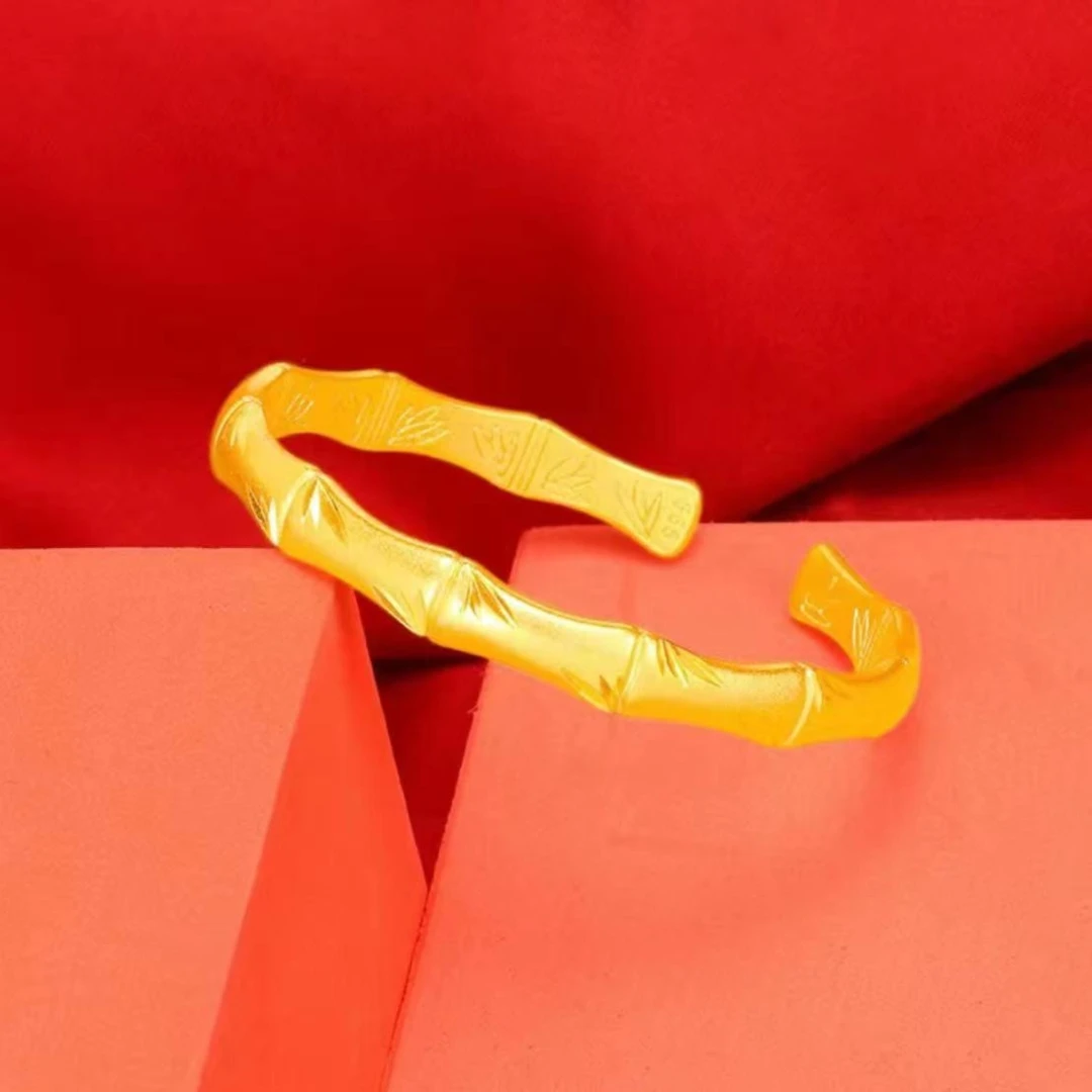 铜合金手镯 竹叶节女款手镯节节高升活口时尚气质轻奢调节百搭