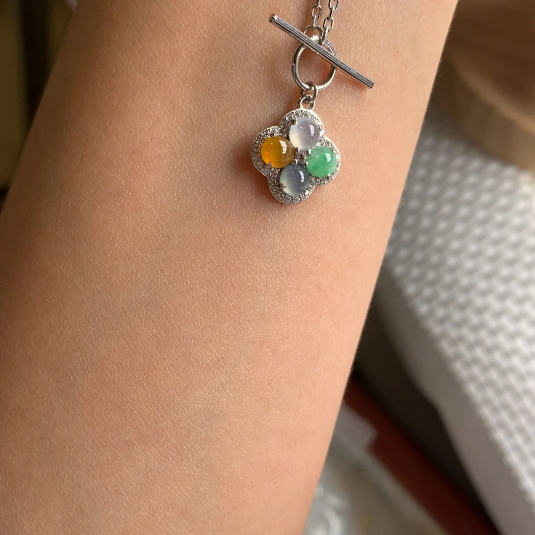 翡翠银S925镶嵌戒指项链