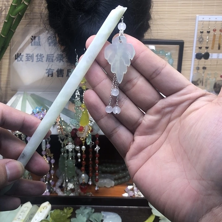 蛇纹石玉未镶嵌发簪