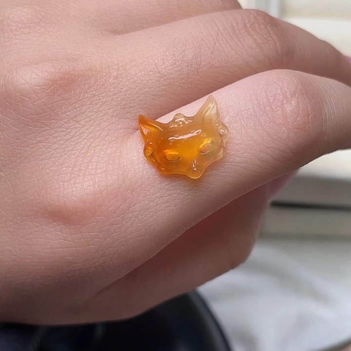 玛瑙/玉髓未镶嵌玛瑙狐狸面具戒指