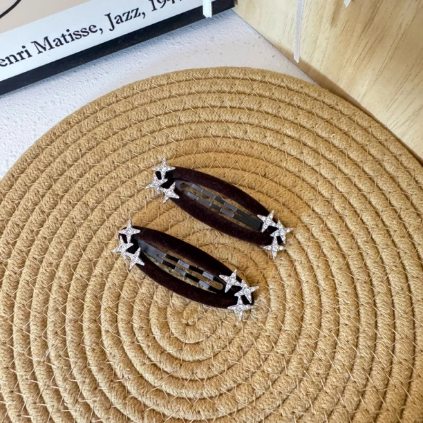 BlomUME原创星星闪钻丝绒镂空bb夹百搭高级感发夹发卡发饰女一对