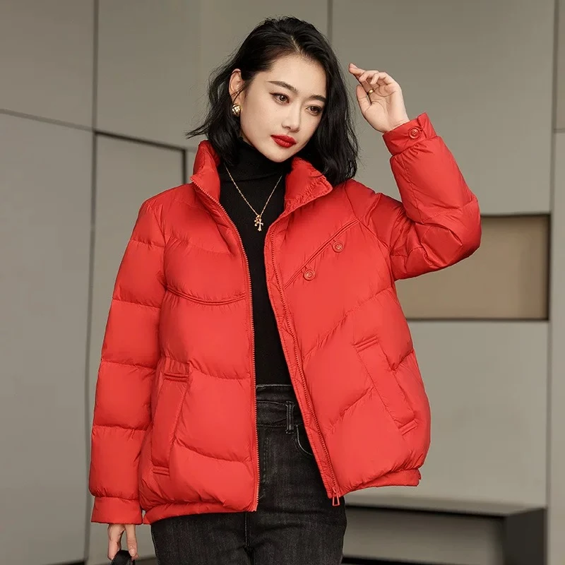 两粒扣短款立领时尚女士外套宽松韩版秋冬