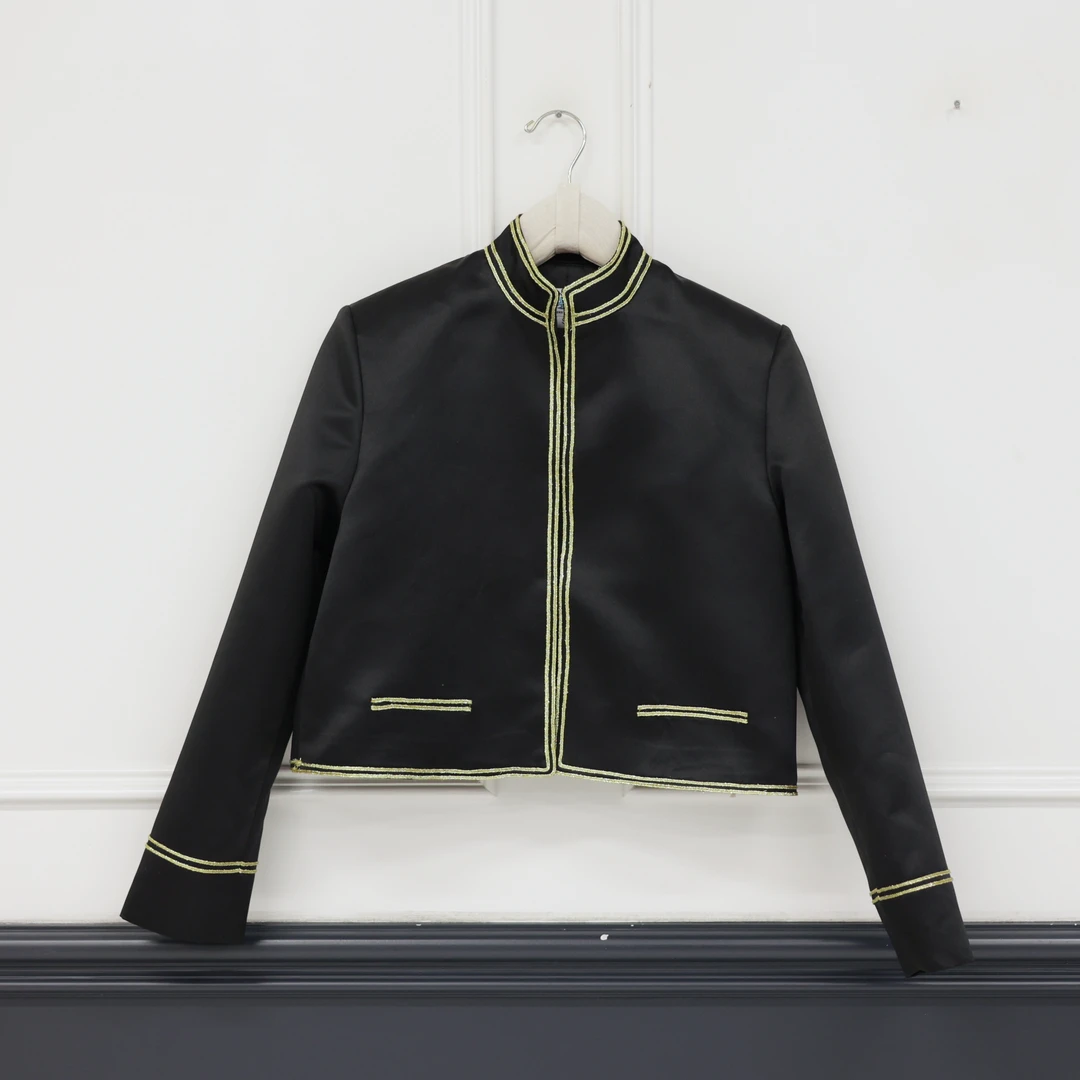 【壁虎姐】GECKO2025新款 新中式黑色金边立领国风简约短款外套