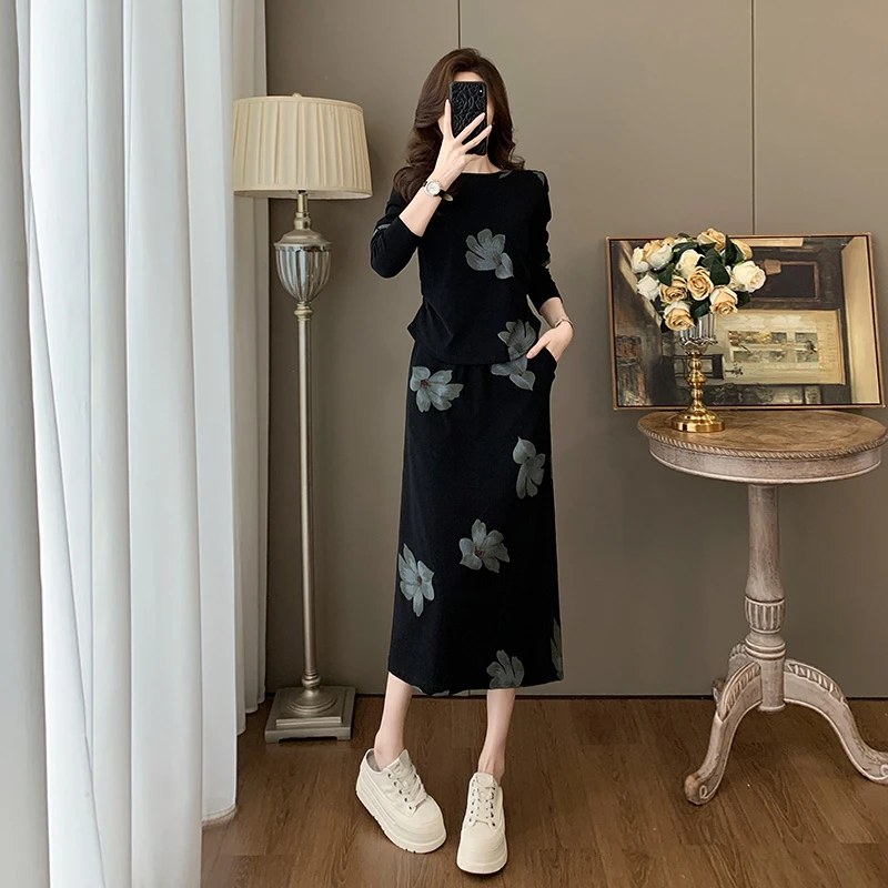 2025新款秋季法式时尚套装裙子轻熟风休闲风女装宽松时尚中长款