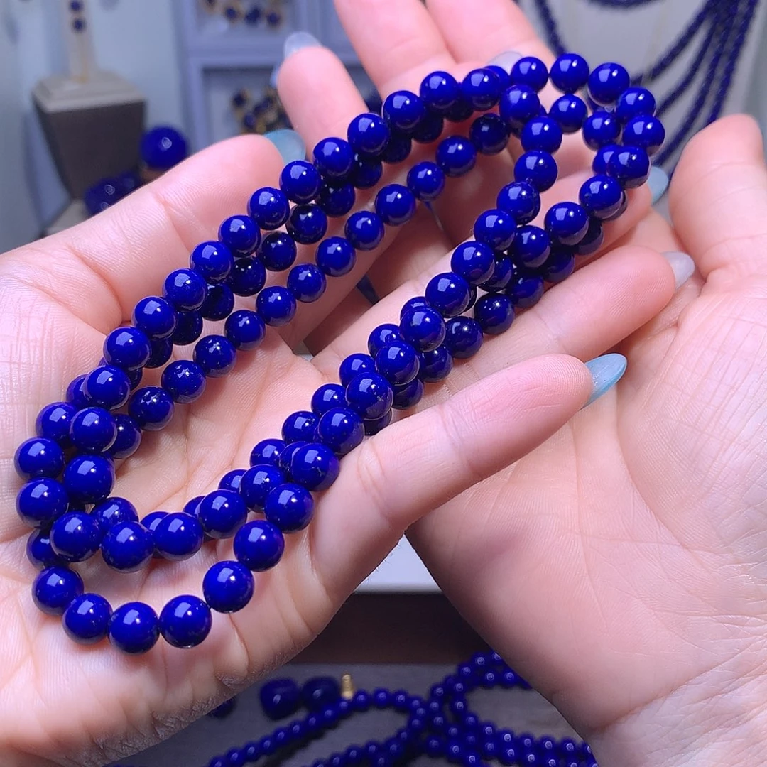 ༺***༻青金石未镶嵌精品7.8m长链深