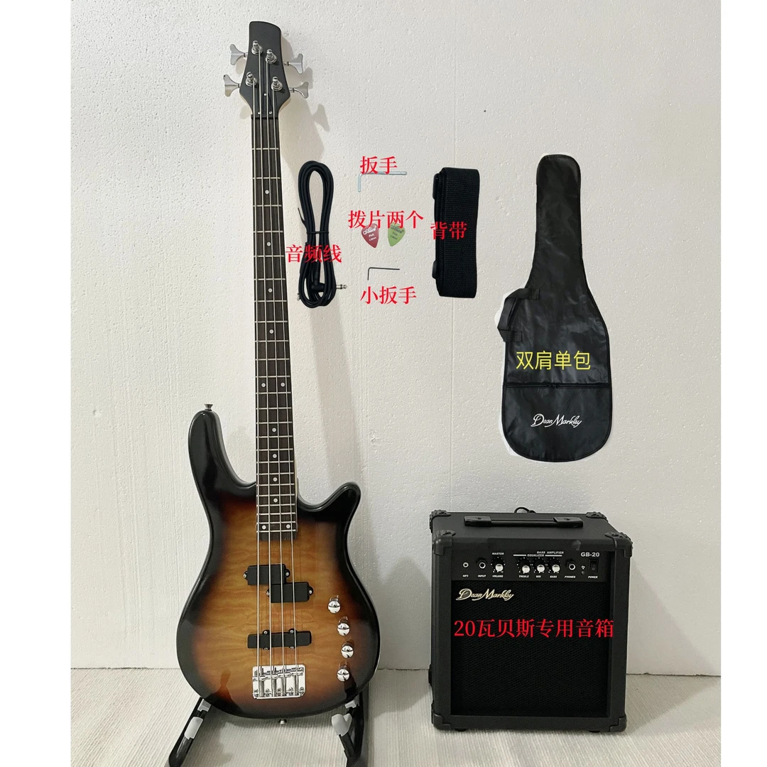 日落色虎纹四弦24品电贝司 PJ贝斯音箱一整套 专业表演摇滚电贝斯