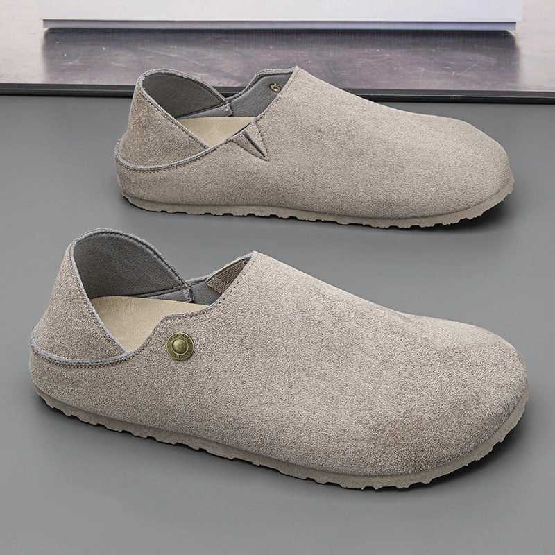 勃肯鞋男夏季2025新款平底百搭豆豆鞋懒人一脚蹬开车轻便外穿潮鞋