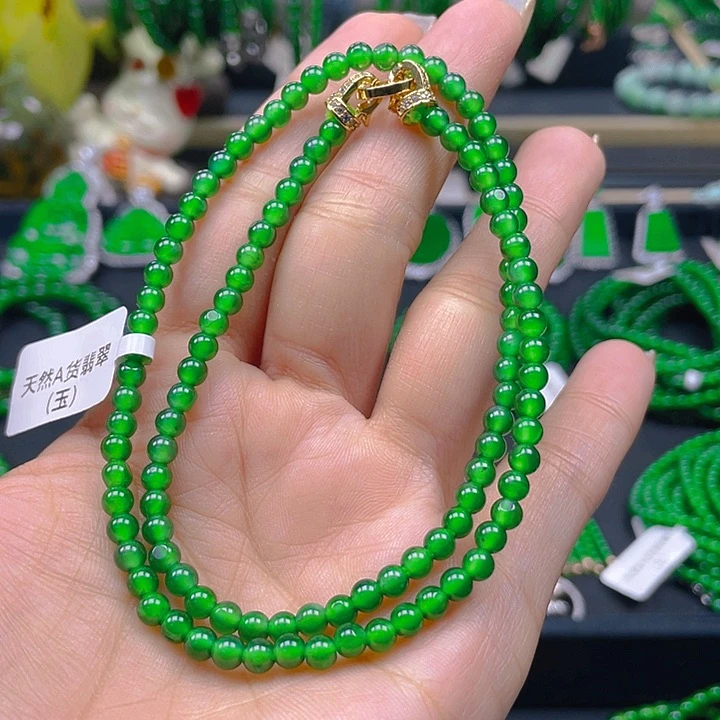 翡翠未镶嵌颈饰翡翠阳绿锁骨链4