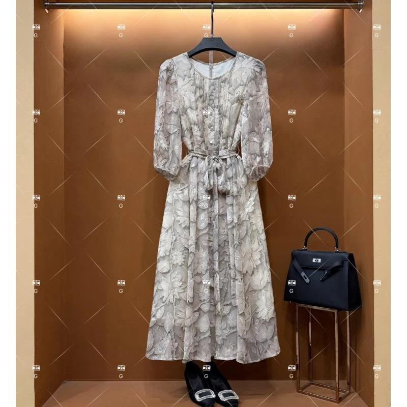 【漫】春夏丨设计师轻奢法式印花女士连衣裙 GS-55057