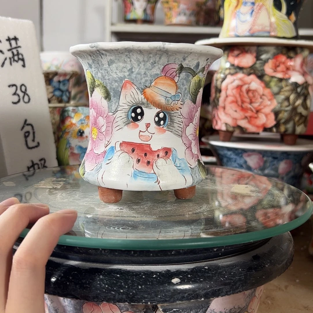 景德镇手绘花盆幸运花盆
