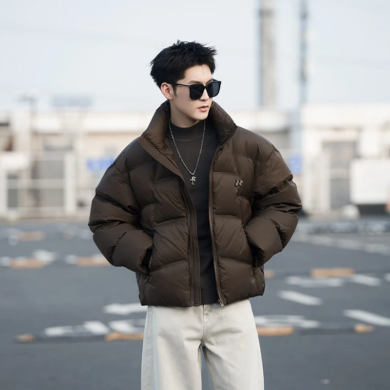 冬季男士潮牌立领加厚羽绒服青年时尚宽松高品质白鸭绒保暖羽绒衣