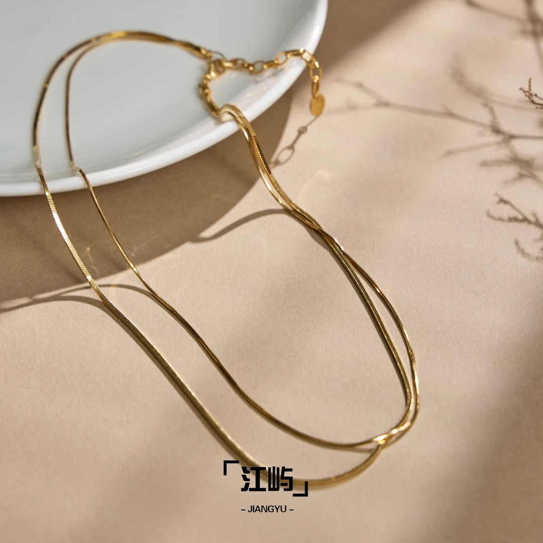 江屿 链子925银 双层锁骨链