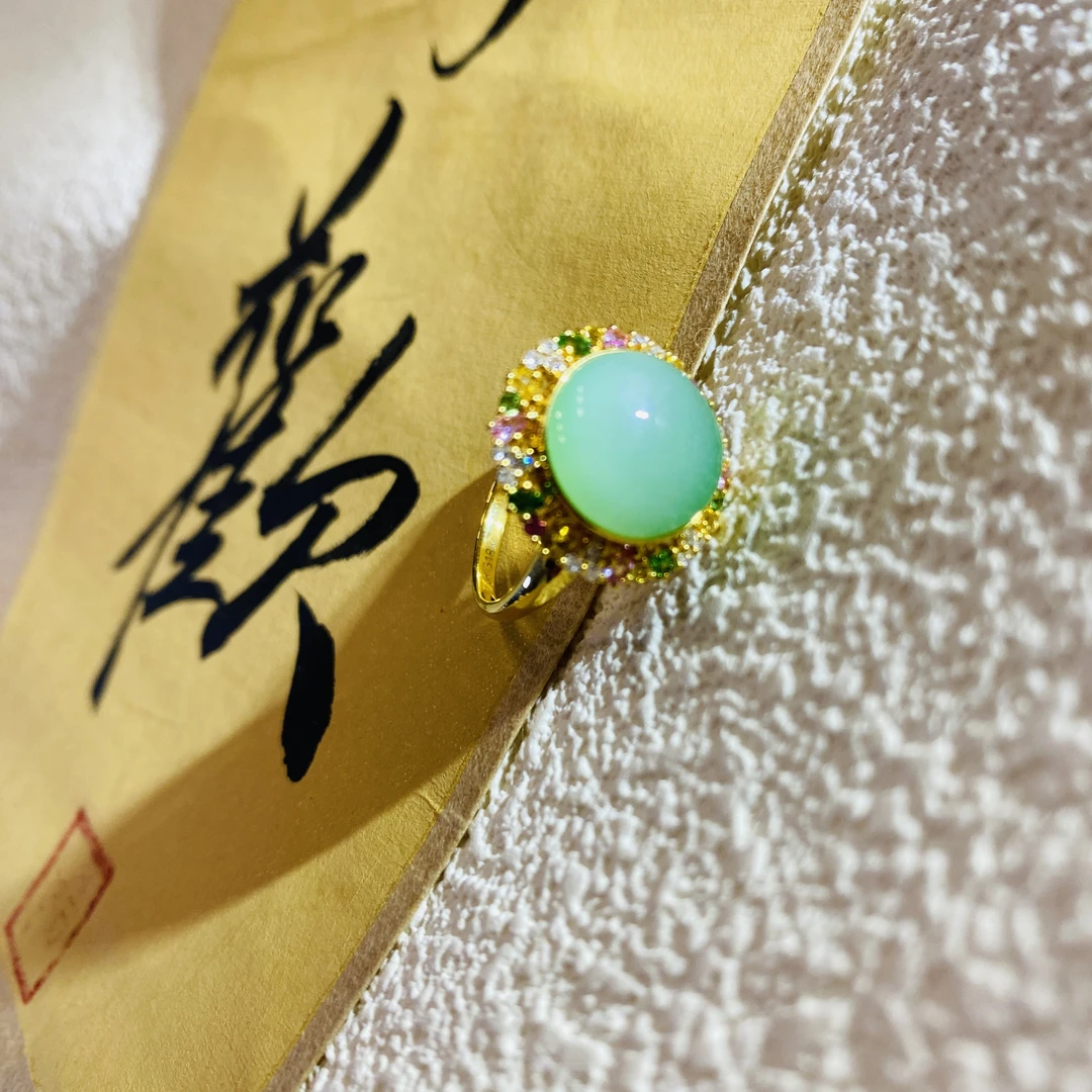 【V姐珠宝】Y12456 和田玉珍藏级-黑羊洞戒指 18K金镶嵌