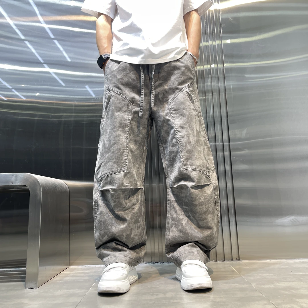 2025秋季新款男士直筒技能风美式休闲裤潮流宽松复古百搭长裤男