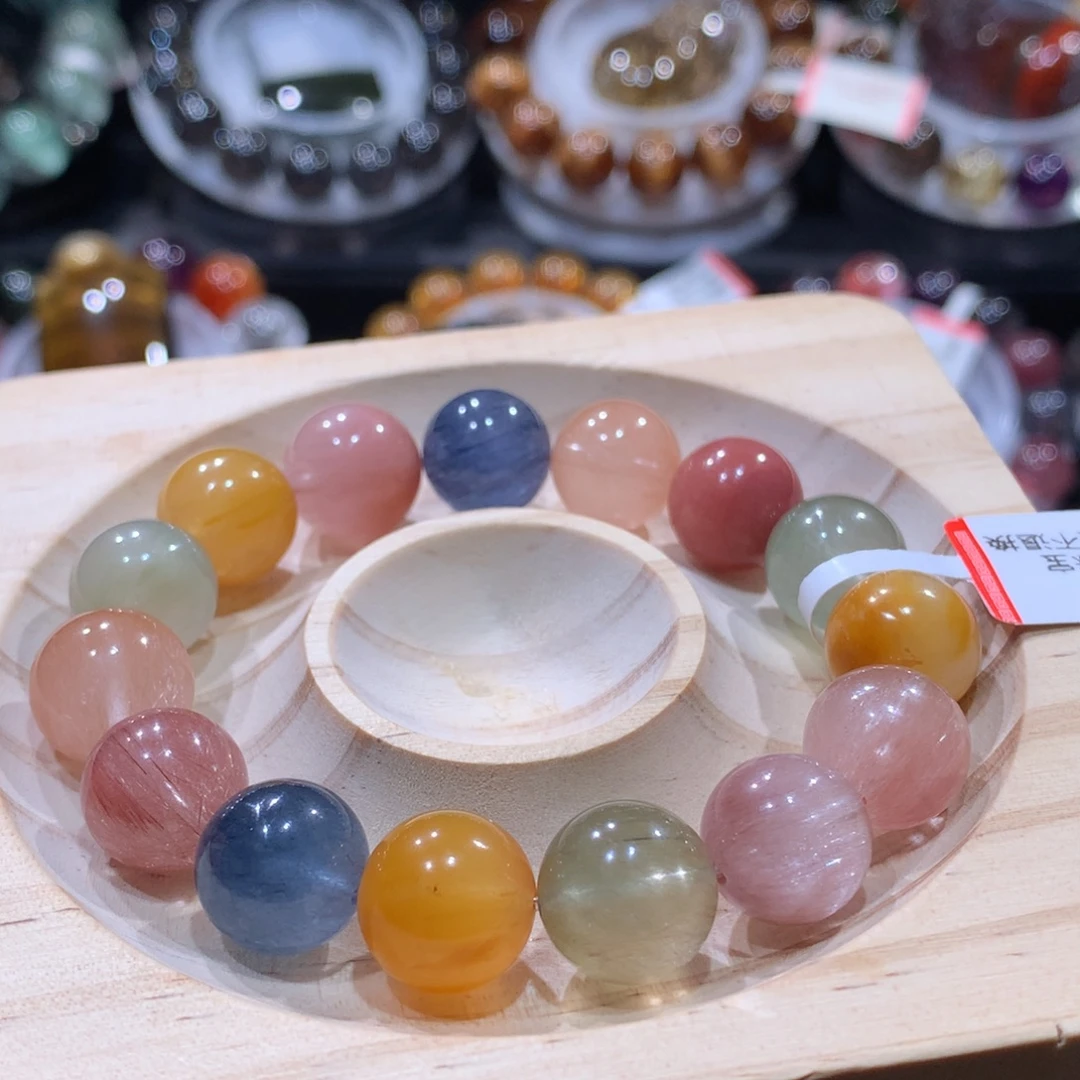 未镶嵌手链水晶彩兔毛12mm