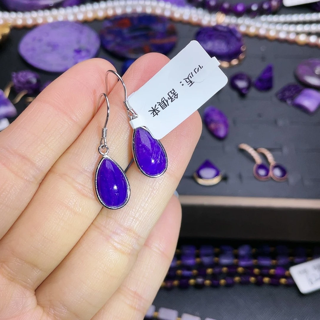 苏纪石（舒俱来）耳环银S925镶嵌