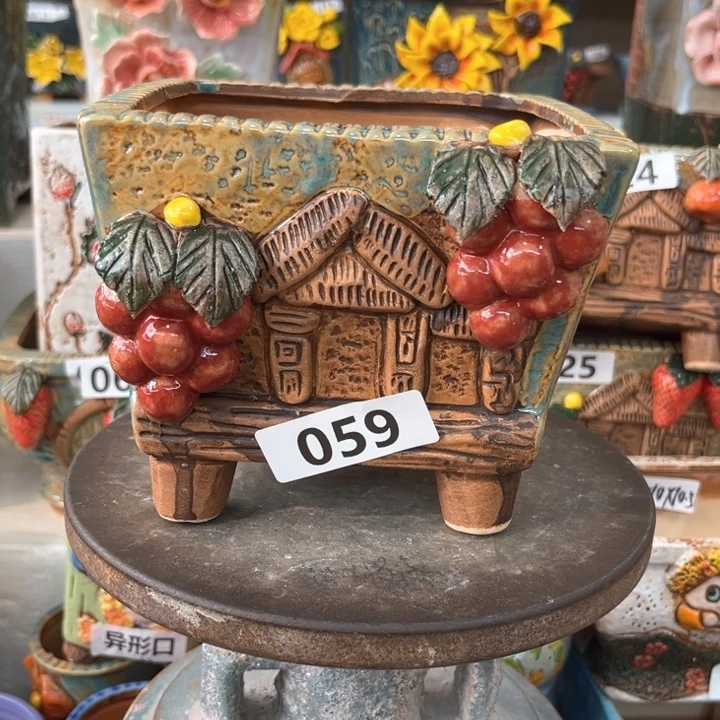 紫砂花盆粗陶材质多肉花盆