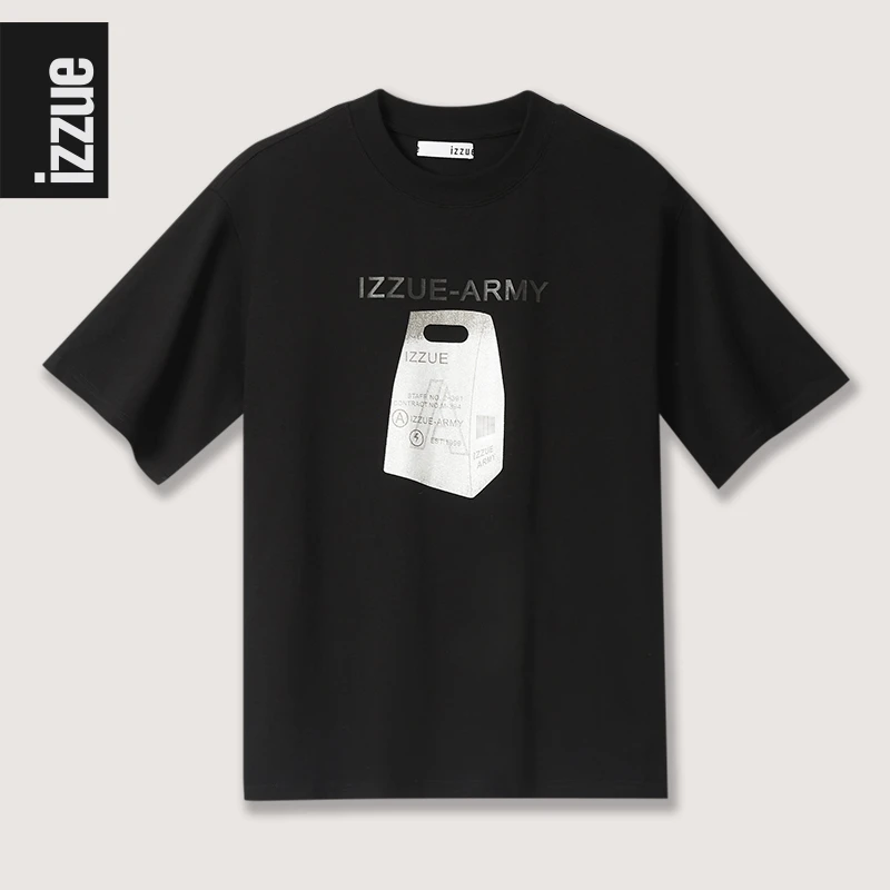 i.t izzue【高端线】烫银潮流高级感纯棉短袖T恤夏季男女同款t宽松F