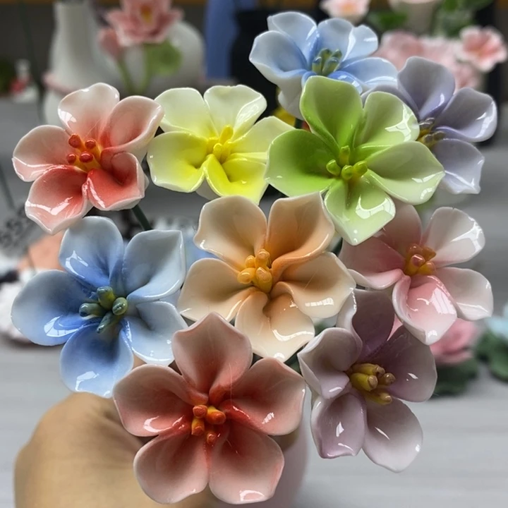 陶瓷陶瓷材料加工10朵樱花