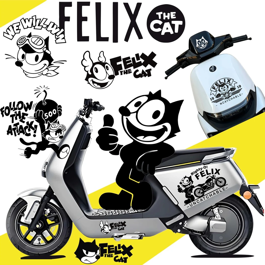 电动车装饰车贴镂空反光贴FELIX猫复古潮流文化个性创意网红贴纸