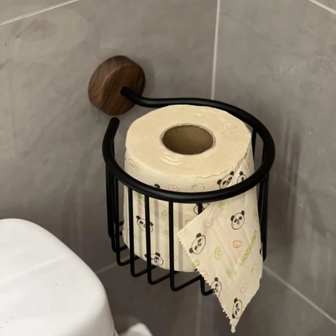 卫生纸巾盒厕所纸巾架免打孔壁挂式实木卷纸架浴室卷纸收纳置物架