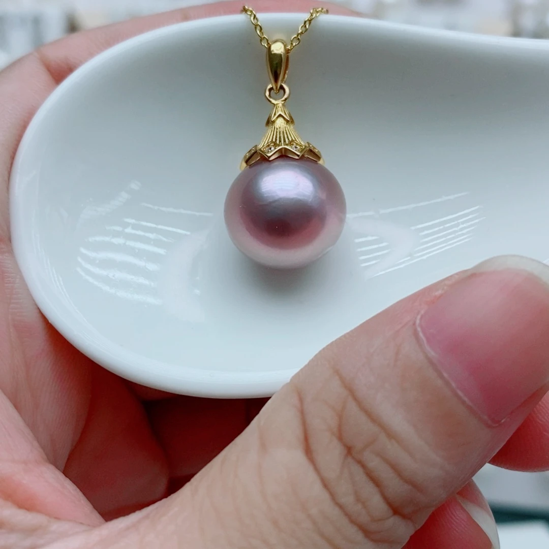 淡水珍珠银S925镶嵌吊坠(赠链)13mm