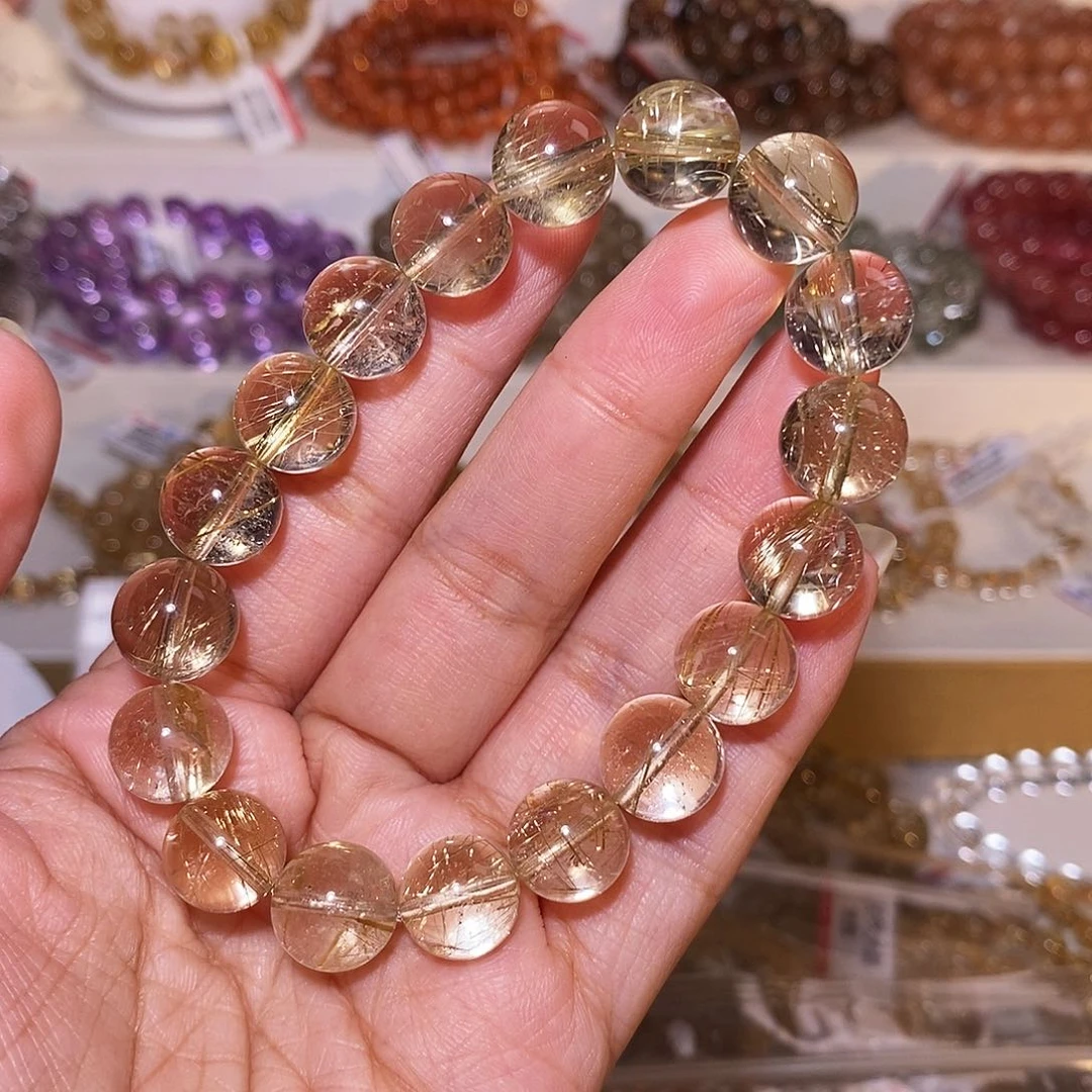 小****发晶手串未镶嵌金发11m