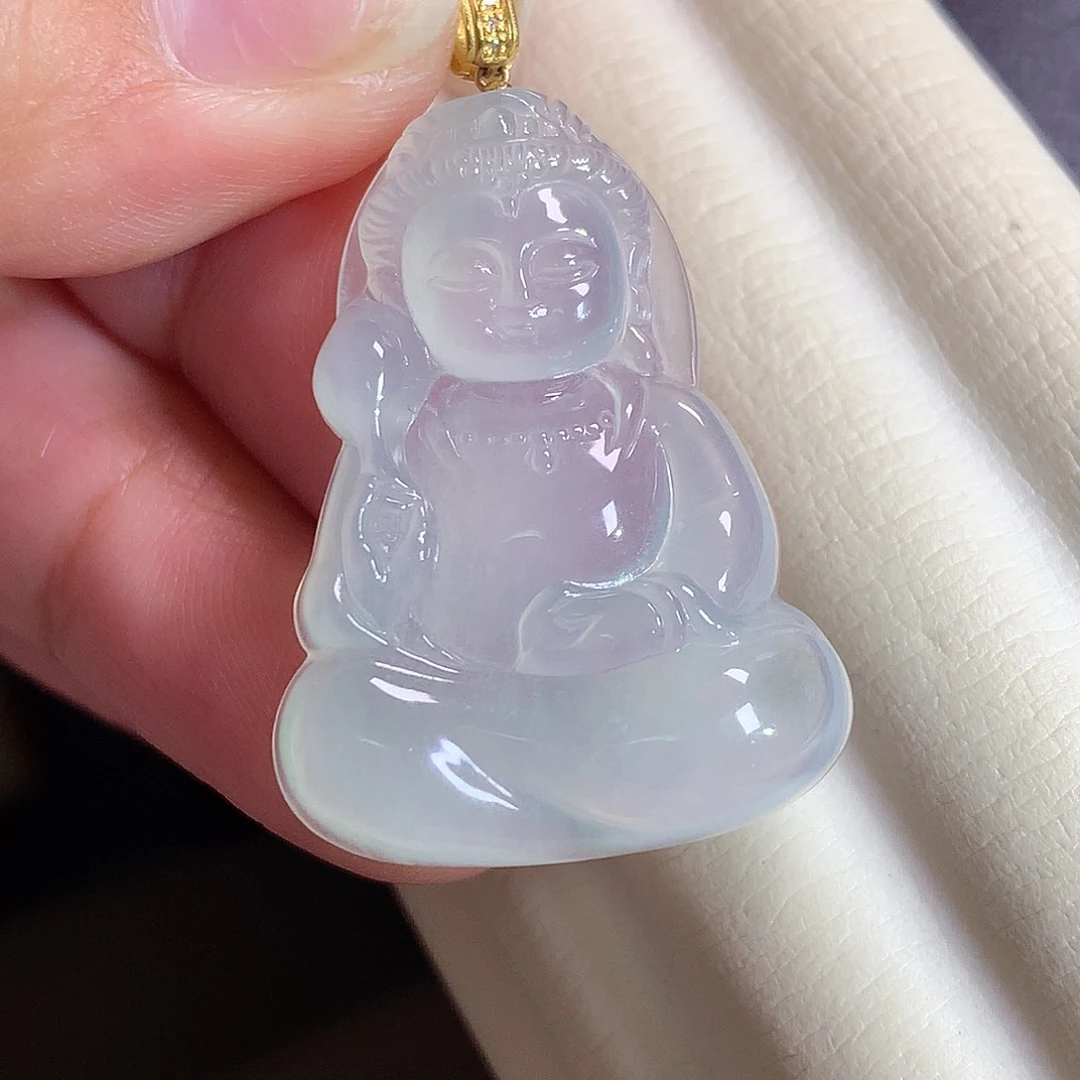 翡翠18K金镶嵌颈饰宝宝佛