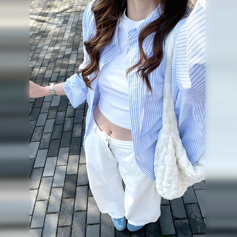 蓝色衬衫女2025新款爆款春季衬衣外套独特漂亮长袖上衣设计感小众