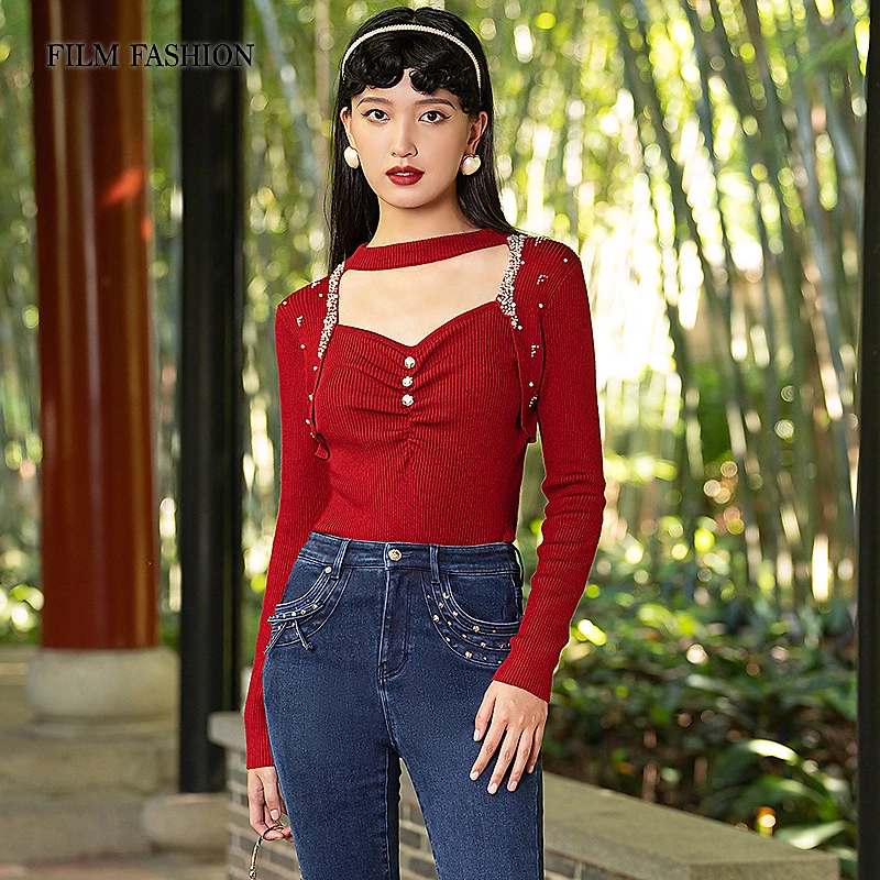 一电影一时装新款套头毛衣上衣气质休闲时尚显瘦百搭女FECM144573